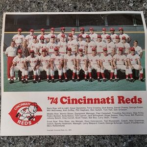 1974 Cincinnati Reds Team Poster